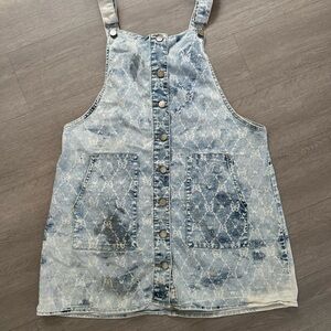 Denim Button-Front Pinafore Dress